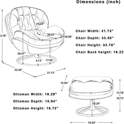 Velvet Swivel Accent Chair with Ottoman Set