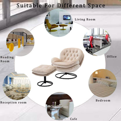 Velvet Swivel Accent Chair with Ottoman Set