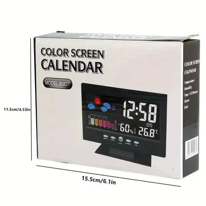 Vibrant Digital Weather Alarm Clock with Voice Control