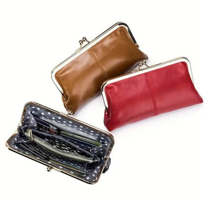 Vintage Chic Leather Clutch Lady Purse