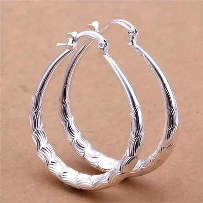 Vintage Pattern Large Hoop Earrings