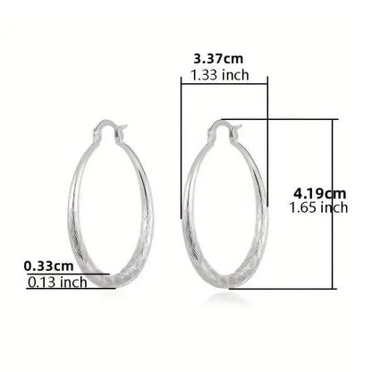 Vintage Pattern Large Hoop Earrings