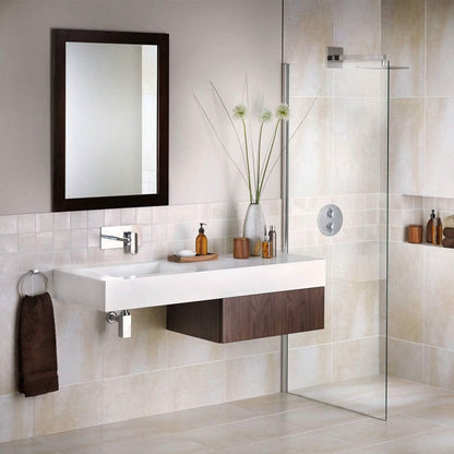 Wall Mount Mirror Wood-Like Frame Rectangle Modern Hanging Mirror
