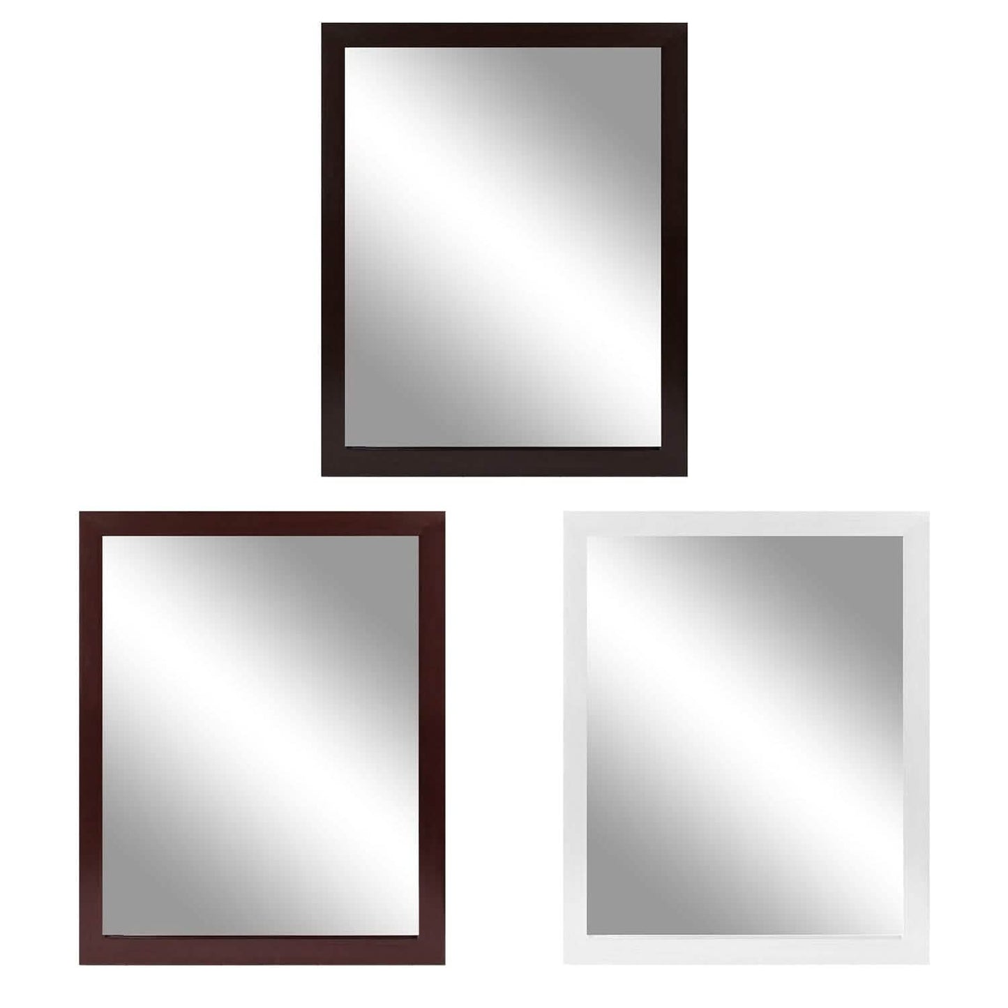 Wall Mount Mirror Wood-Like Frame Rectangle Modern Hanging Mirror