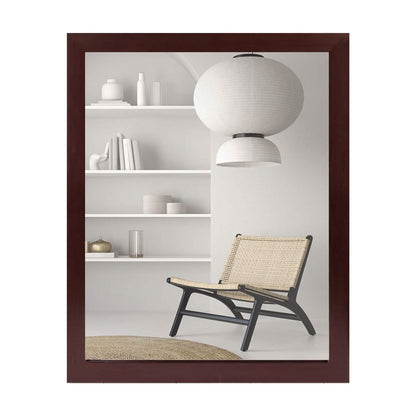 Wall Mount Mirror Wood-Like Frame Rectangle Modern Hanging Mirror