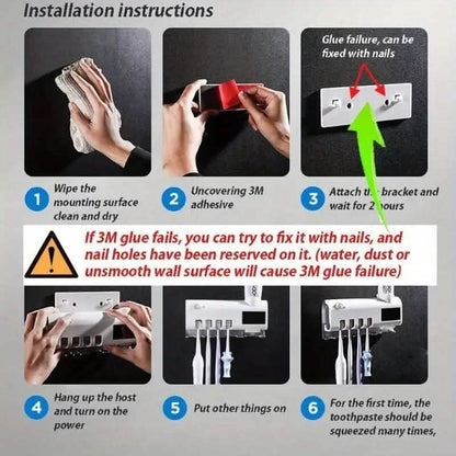 Wall Mounted 4 Slot Toothbrush UV Disinfection Device