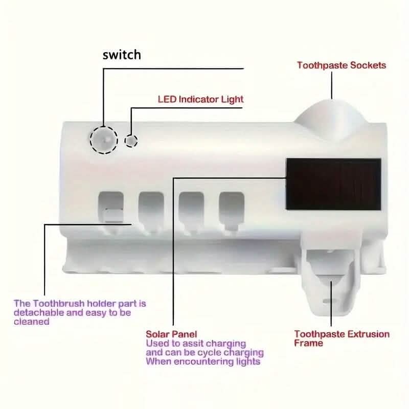 Wall Mounted 4 Slot Toothbrush UV Disinfection Device