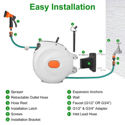 Wall Mounted Automatic Retractable Garden Hose Reel