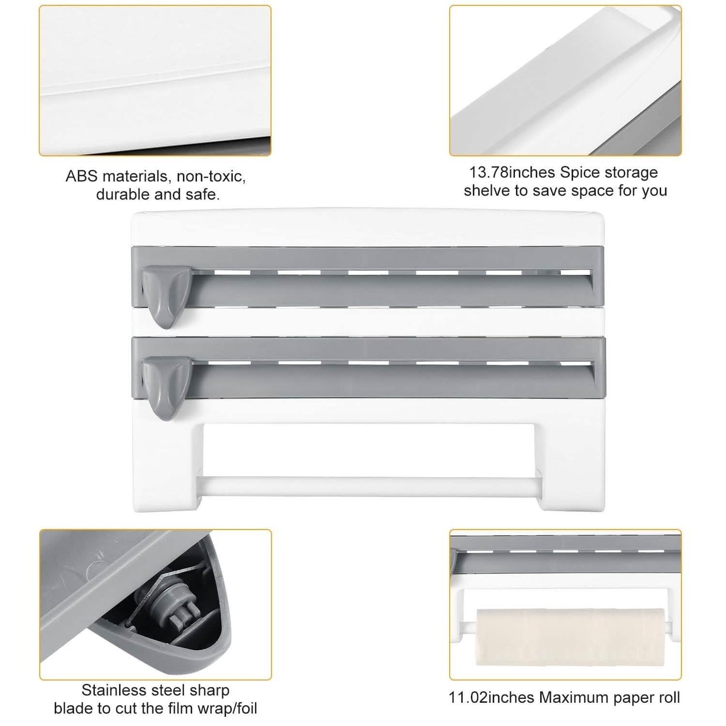 Wall Mounted Kitchen Roll Dispenser with Cutter