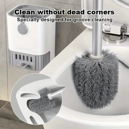 Wall Mounted Long Handle Toilet Cleaning Brush With Holder