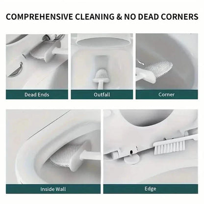 Wall-Mounted Toilet Brush Holder with Long Handle