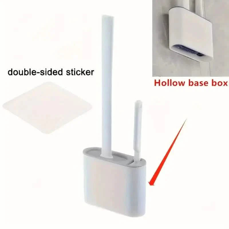 Wall-Mounted Toilet Brush Holder with Long Handle