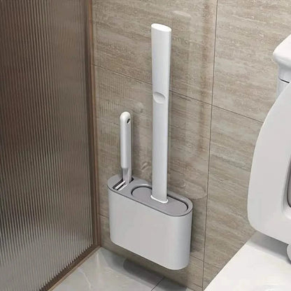 Wall-Mounted Toilet Brush Holder with Long Handle