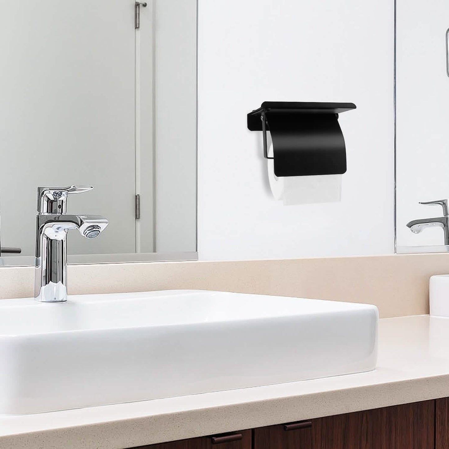 Wall Mounted Toilet Paper Holder with Phone Storage Rack