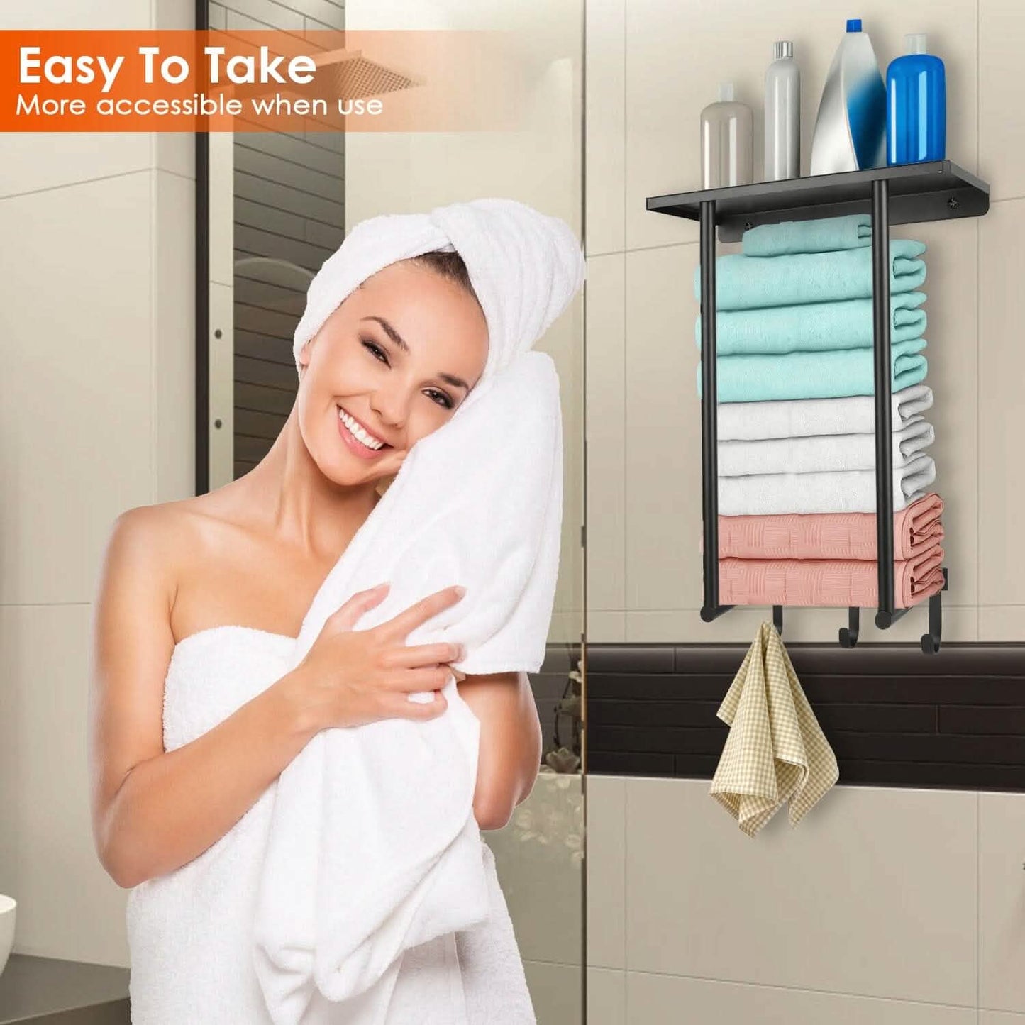 Wall Mounted Towel Rack for Rolled Towels