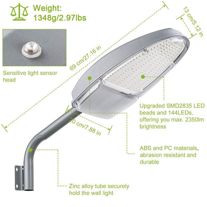 Wall Pack LED Lights 144LEDs Photocell Sensor Street Lamp IP65 Waterproof