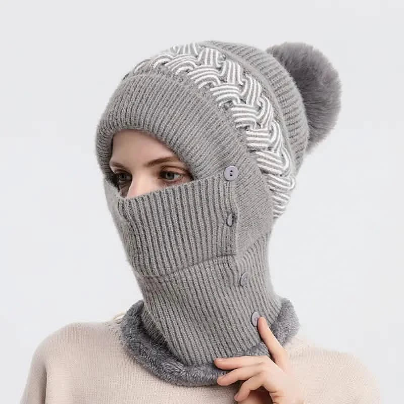 Warm Knitted Beanie Hat and Neck Warmer Set