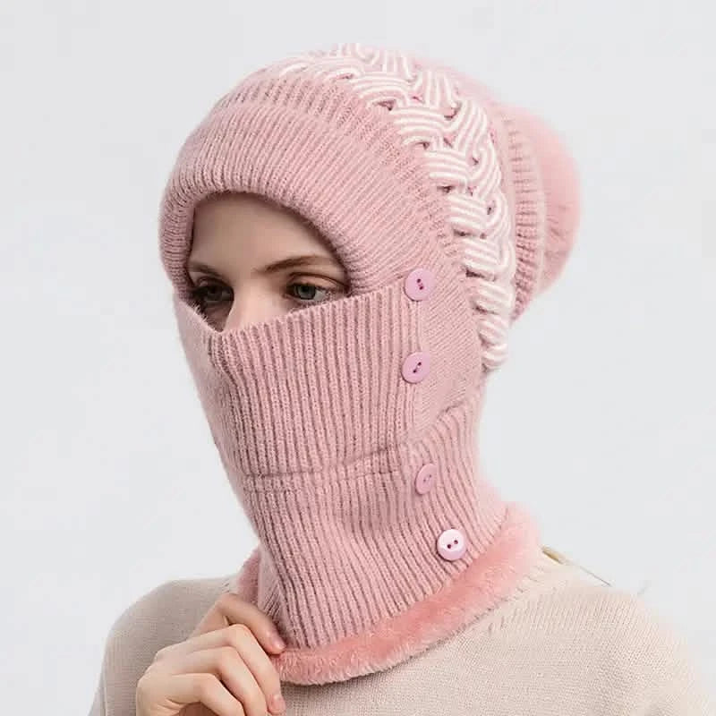 Warm Knitted Beanie Hat and Neck Warmer Set