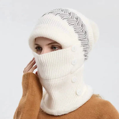 Warm Knitted Beanie Hat and Neck Warmer Set