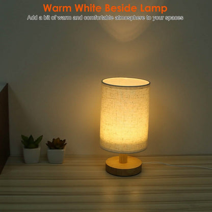 Warm White Nightstand Lamp USB Plug Modern Lantern