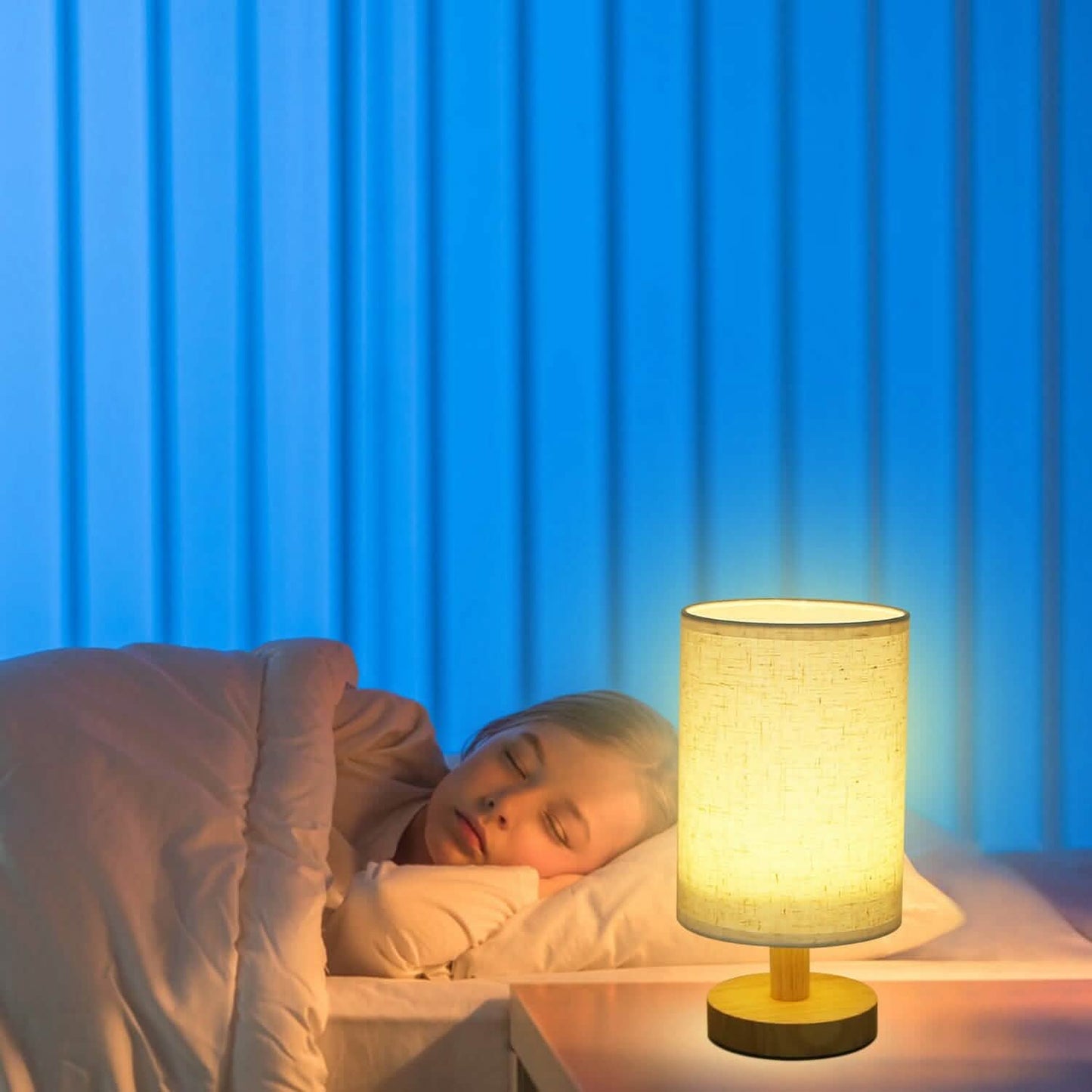 Warm White Nightstand Lamp USB Plug Modern Lantern