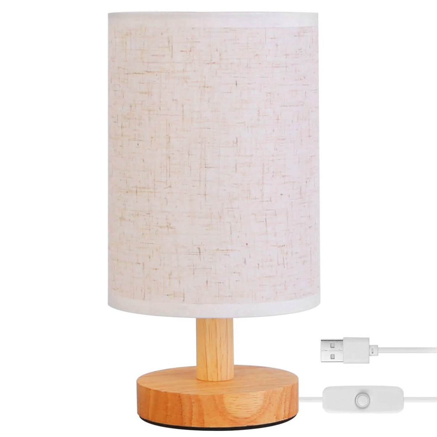 Warm White Nightstand Lamp USB Plug Modern Lantern