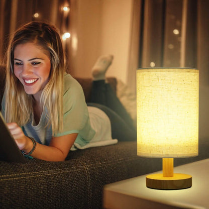 Warm White Nightstand Lamp USB Plug Modern Lantern