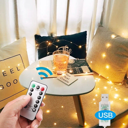 Warm White USB Remote Control 300LED String Lights