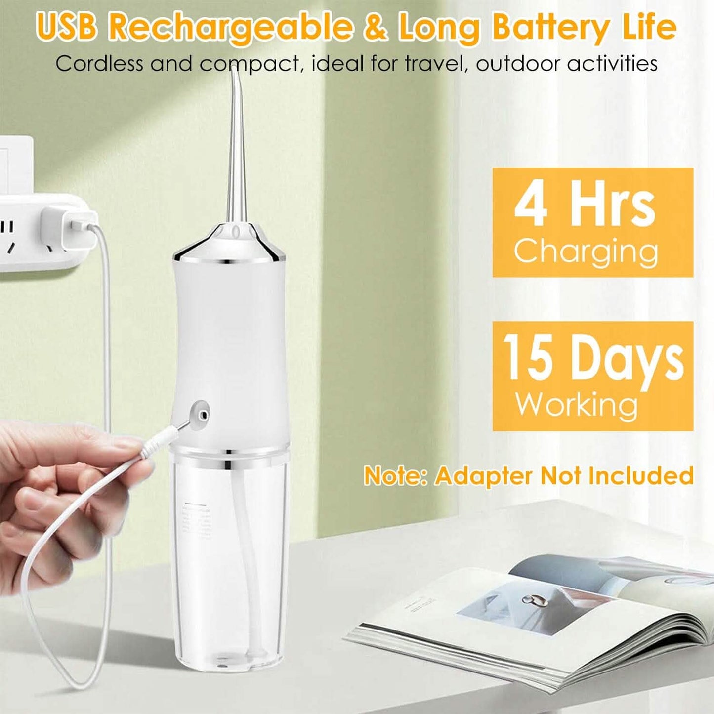 Water Flosser Cordless Dental Oral Irrigator Waterproof Teeth Cleaner