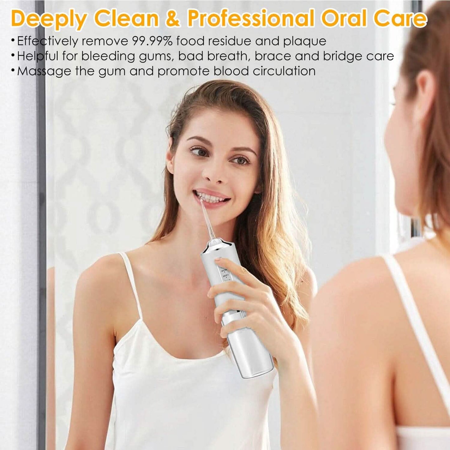 Water Flosser Cordless Dental Oral Irrigator Waterproof Teeth Cleaner
