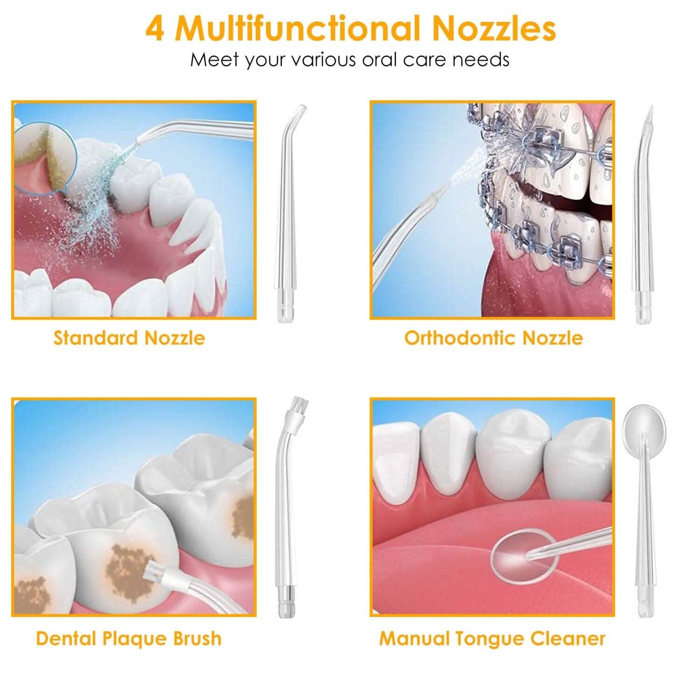 Water Flosser Cordless Dental Oral Irrigator Waterproof Teeth Cleaner