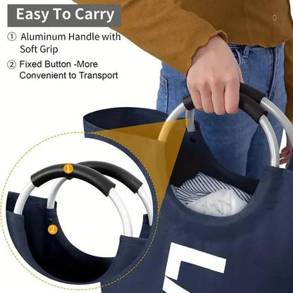 Waterproof Collapsible Clothes Hamper Laundry Basket With Padded Handles
