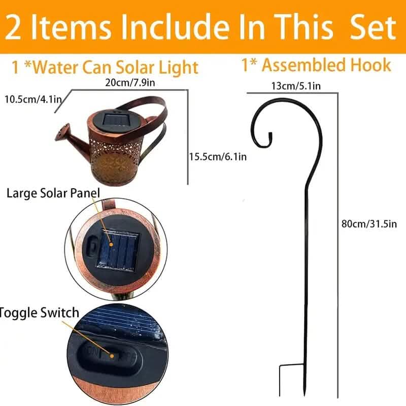 Waterproof Copper Solar Watering Can Light