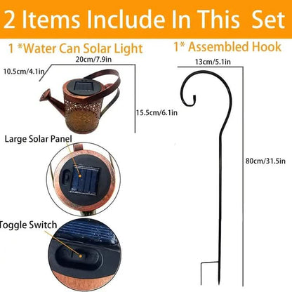 Waterproof Copper Solar Watering Can Light