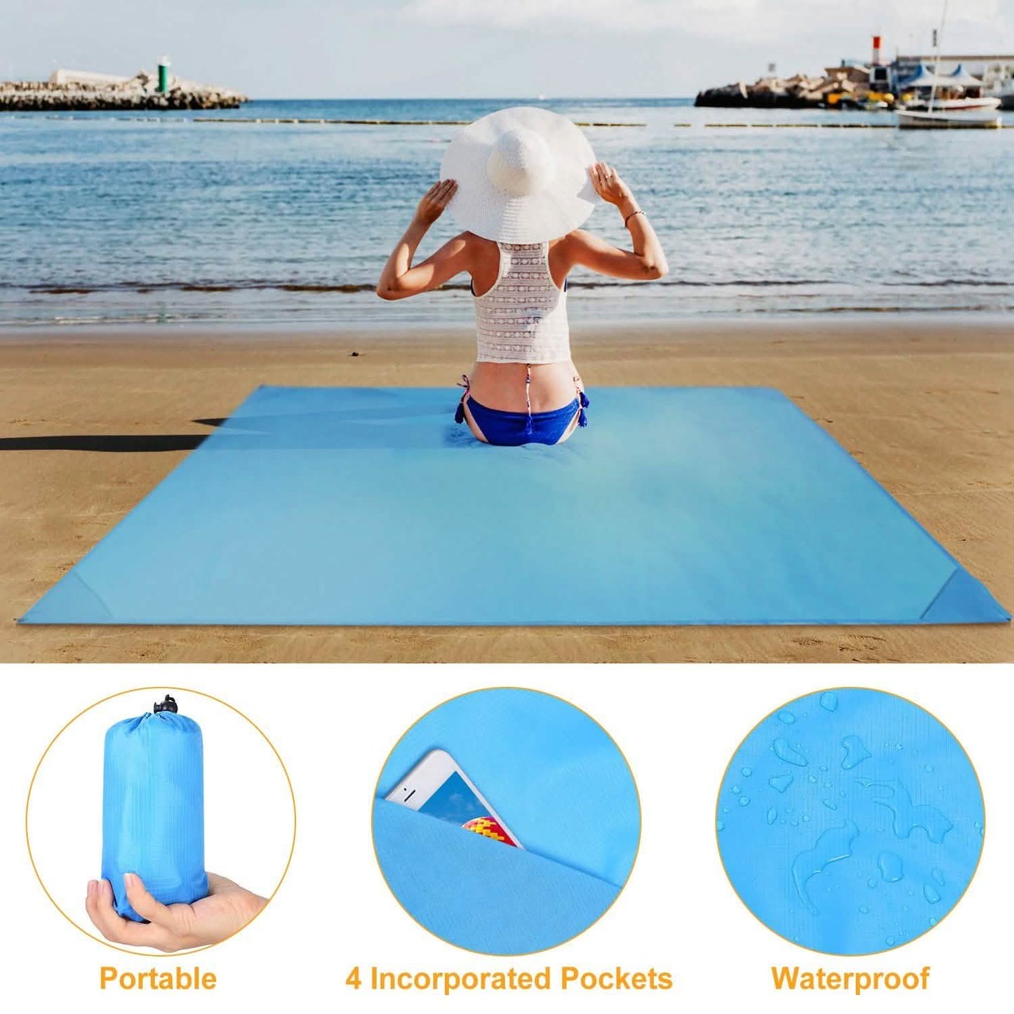 Waterproof Foldable Camping Rug Pocket Sand Proof Picnic Mat