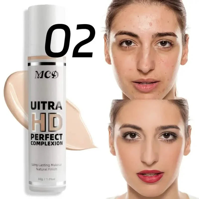 Waterproof Long Lasting Liquid Foundation #02 For Concealing Dark Circles Acne Blemishes