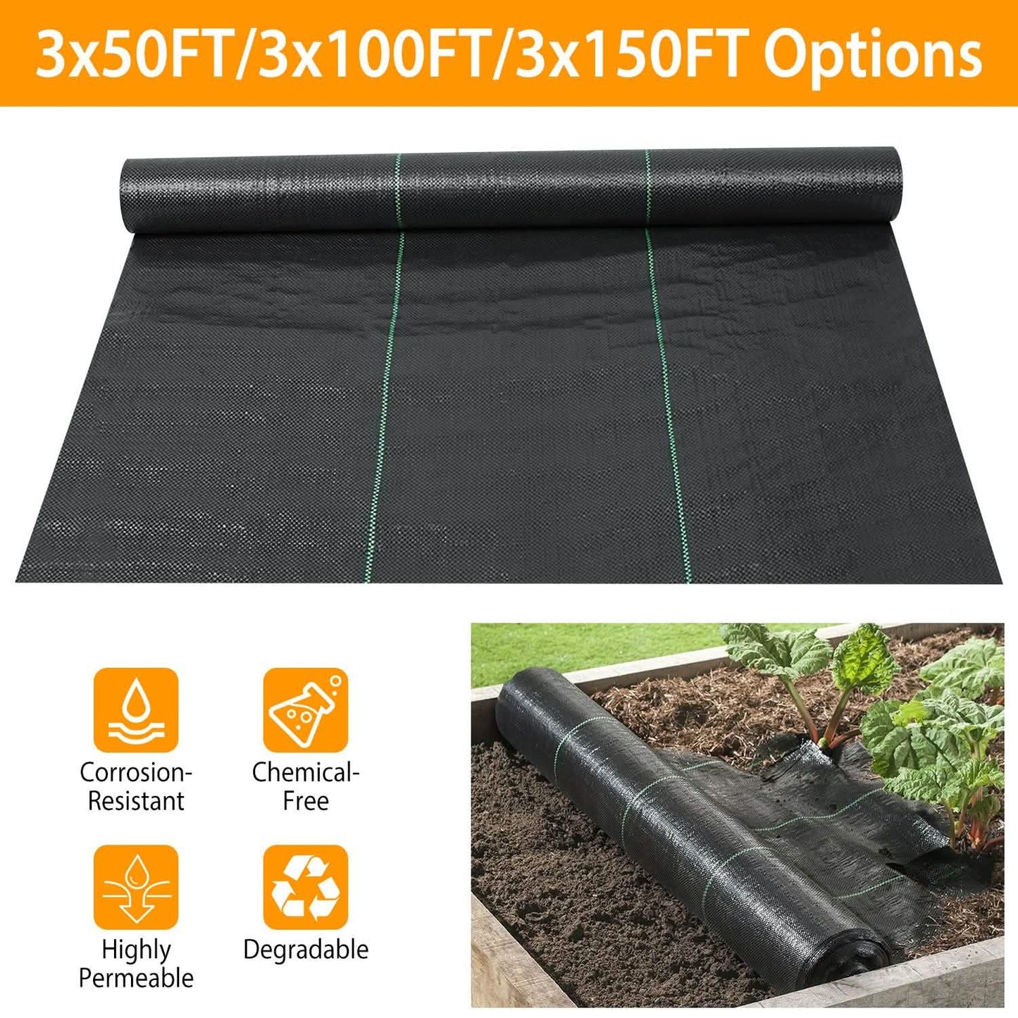 Weed Barrier Landscape Gardening Mat Fabric Woven