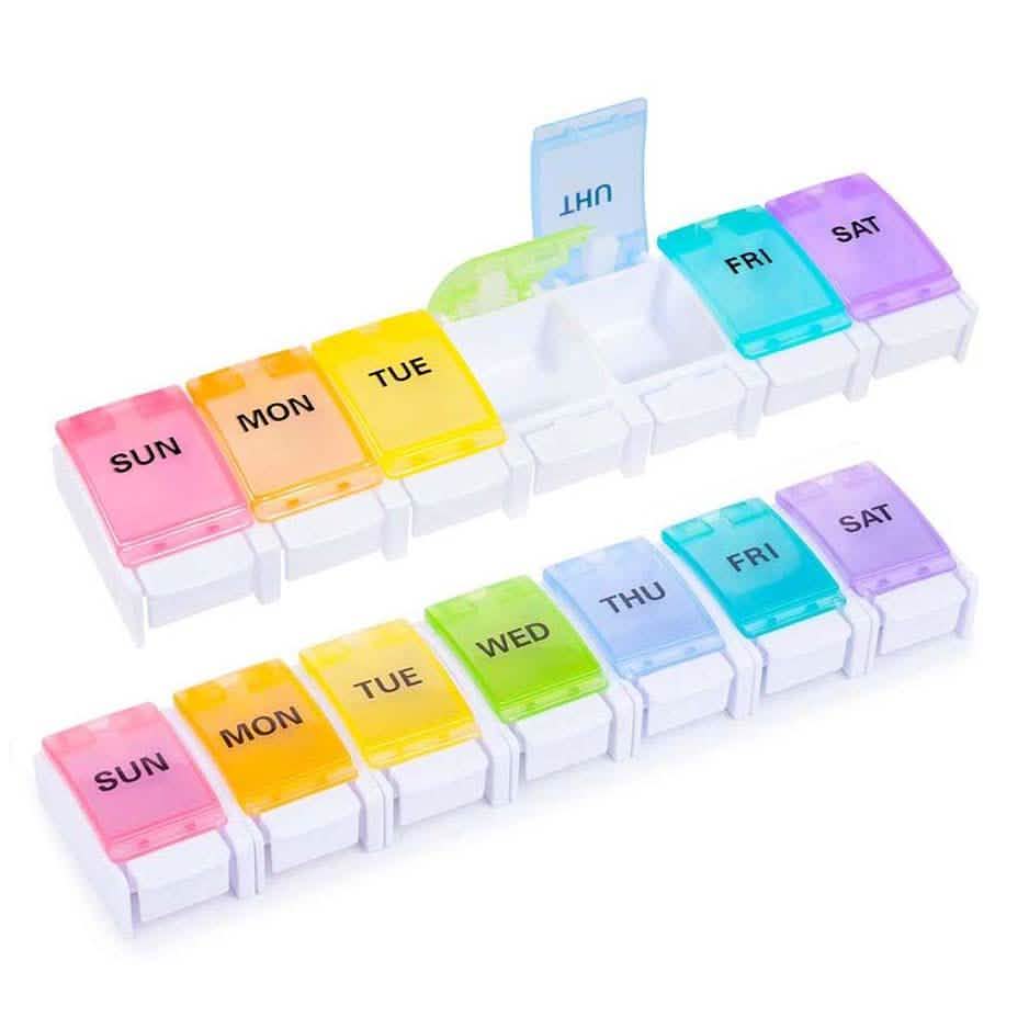 2-Pack: Weekly Pill Organizer Detachable, Sukuos Large Daily Pill Cases