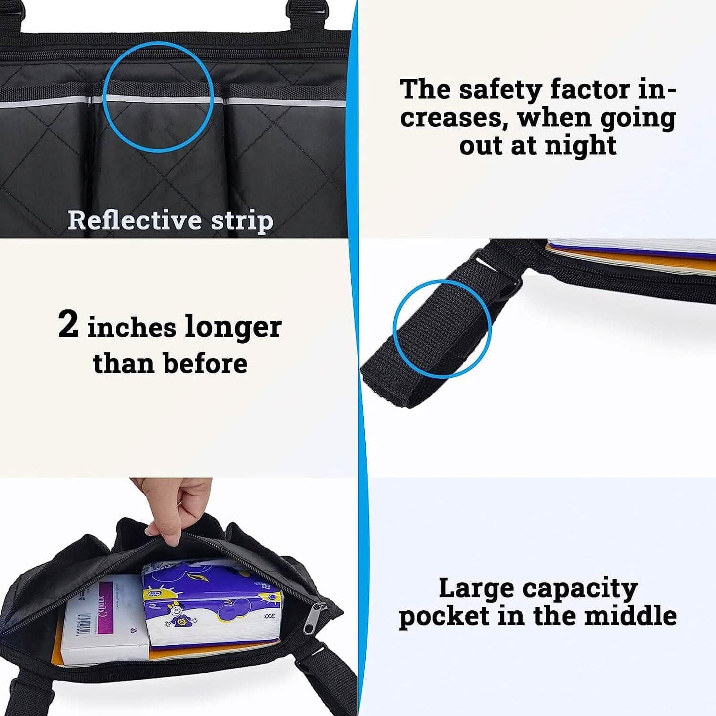 Wheelchair Armrest Organizer Bag
