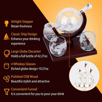Whiskey Decanter Globe Set
