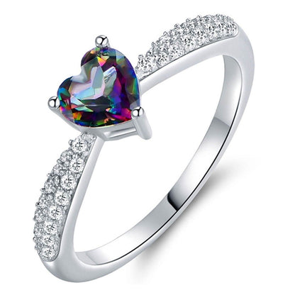 White Gold 3ct Heart-Cut Mystic Topaz Engagement Ring - Assorted Sizes