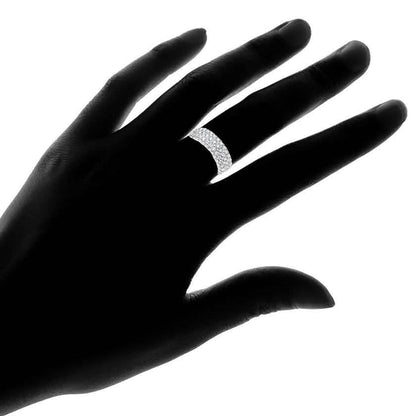 White Gold Plated Five Row Eternity Ring - Assorted Sizes