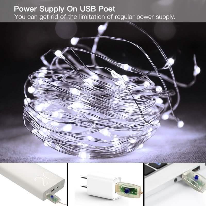 White USB Remote Control 3x3M 300LED String Lights Waterproof