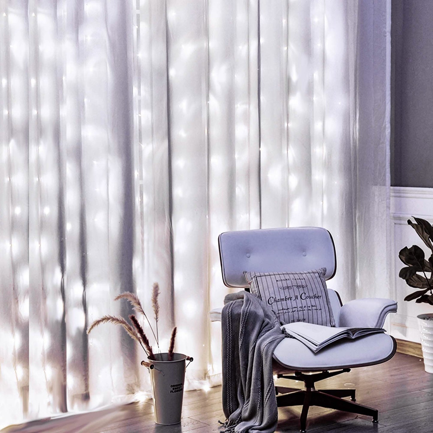 White USB Remote Control 3x3M 300LED String Lights Waterproof