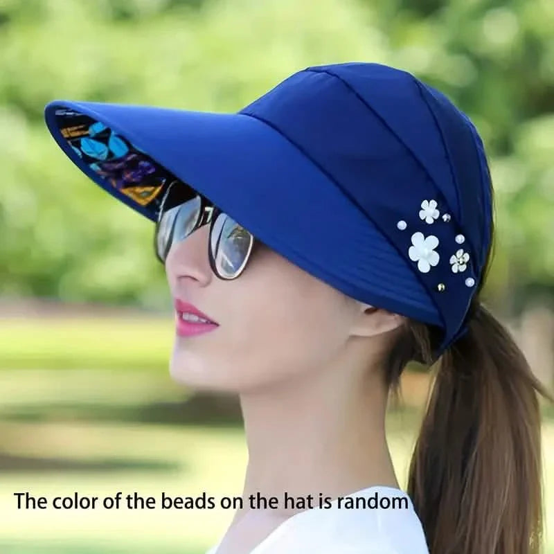 Wide Brim Sun Visor Foldable Picnic Hat Beach UV Protection Scallop Cap