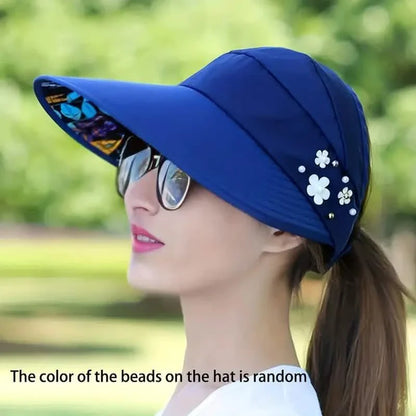 Wide Brim Sun Visor Foldable Picnic Hat Beach UV Protection Scallop Cap