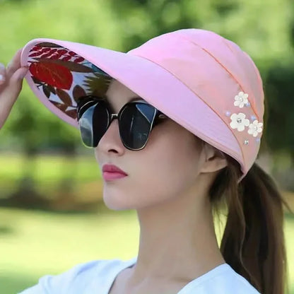 Wide Brim Sun Visor Foldable Picnic Hat Beach UV Protection Scallop Cap