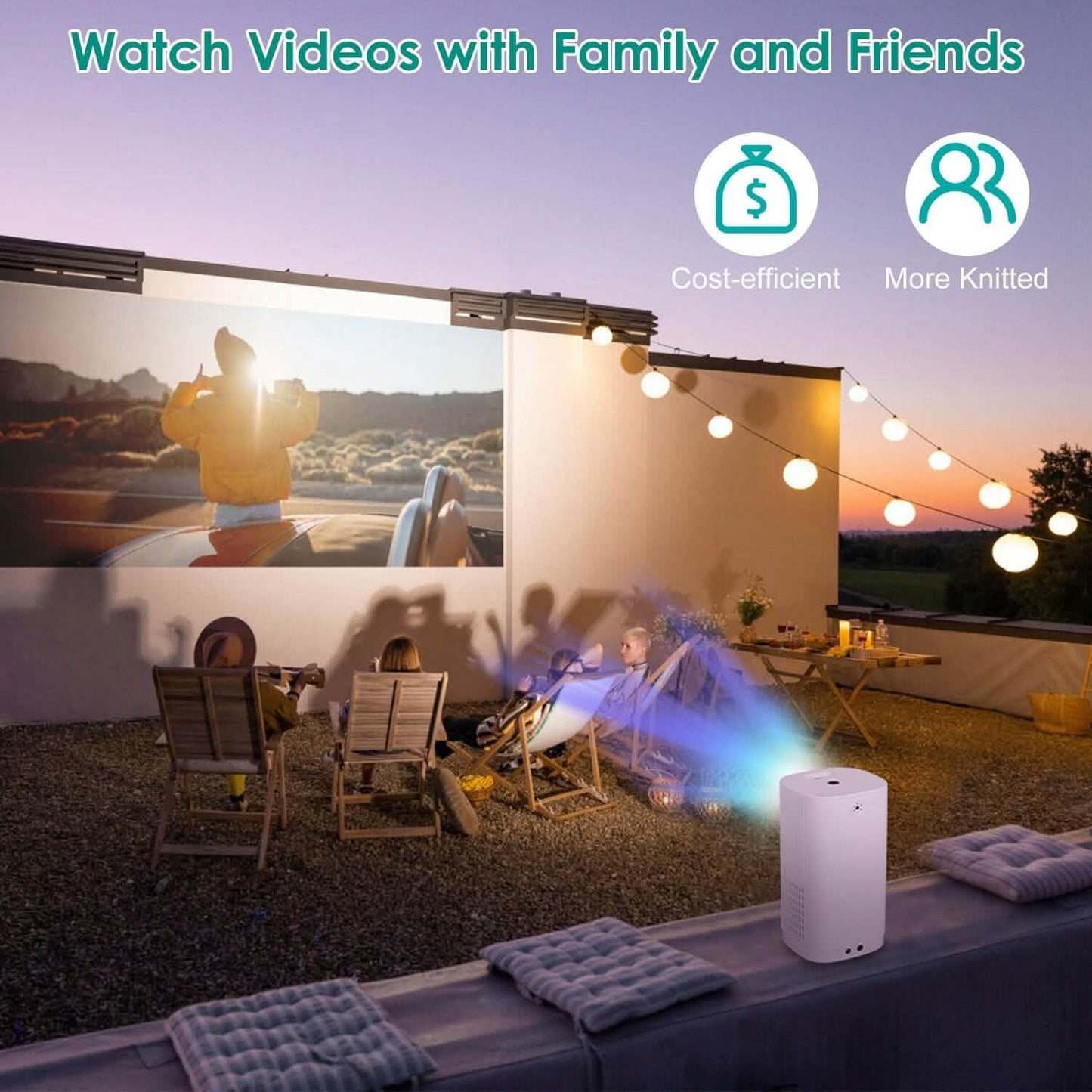 WiFi 1080P Projector Phone Projector Home Movie Projector Compatible with IOS Android iPads U Disk