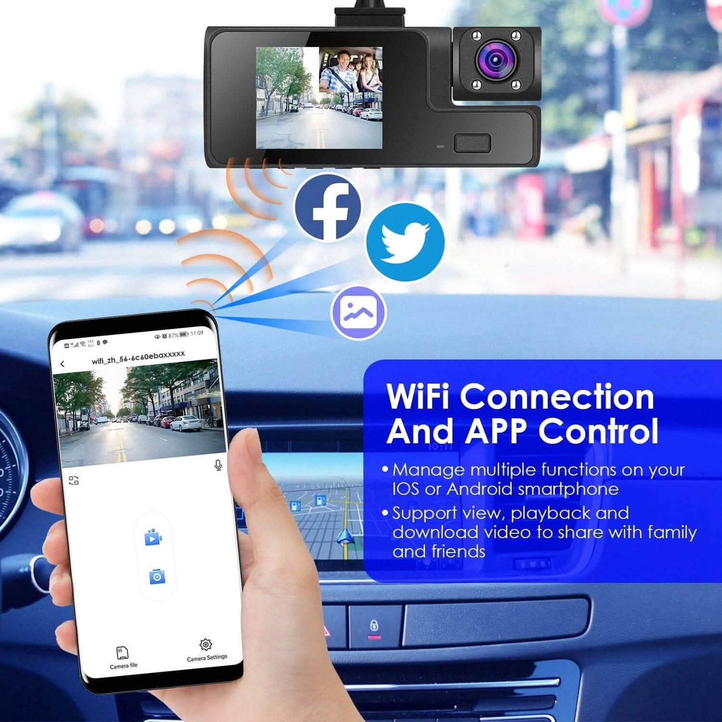 Wifi FHD 1080P Car Dash Cam