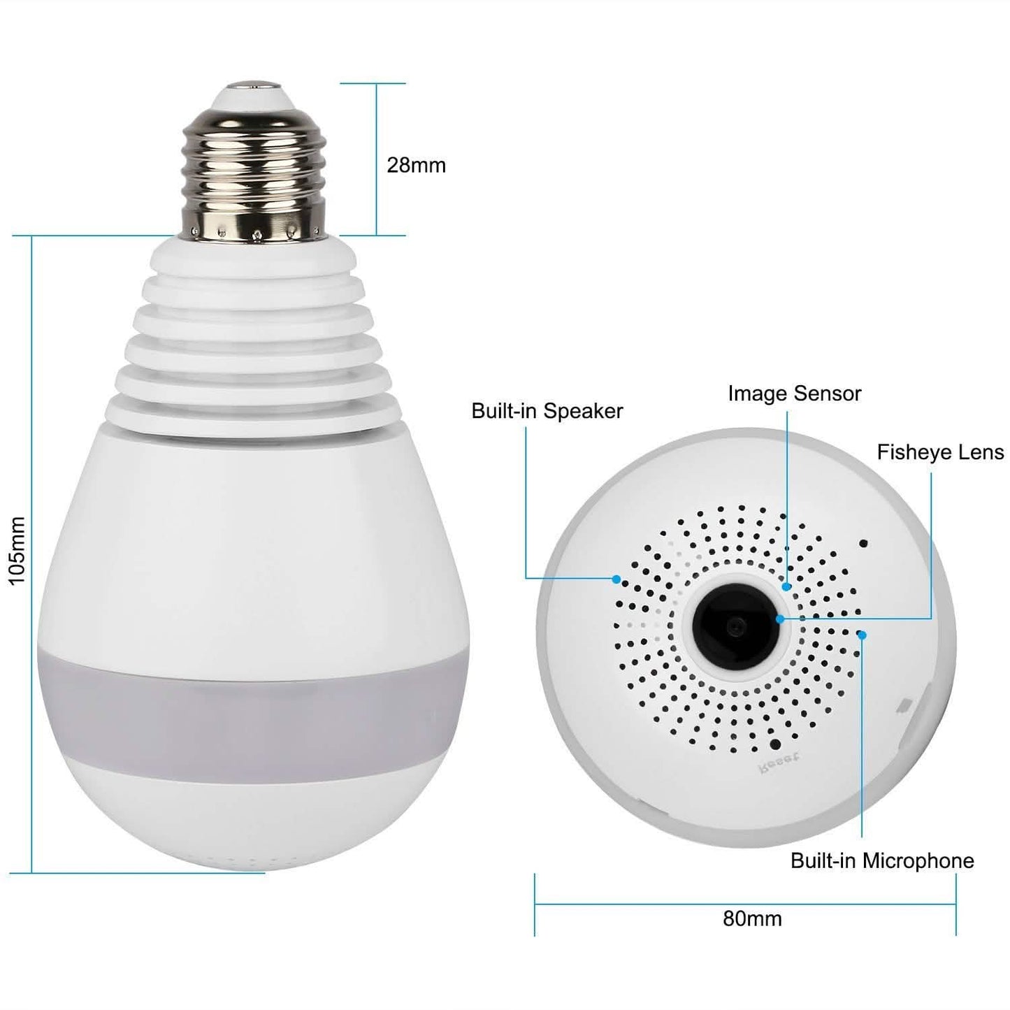 WiFi Light Bulb Camera 960P Security Camera 360°